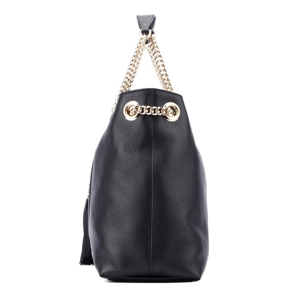 Gucci Soho Chain Tote Shoulder Bag Black Leather New - Picture 4 of 9